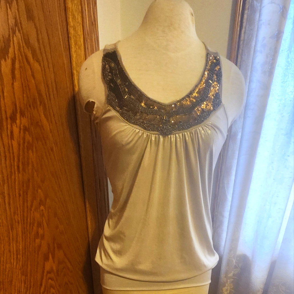 Wet Seal Cream and Gold Camisole Top